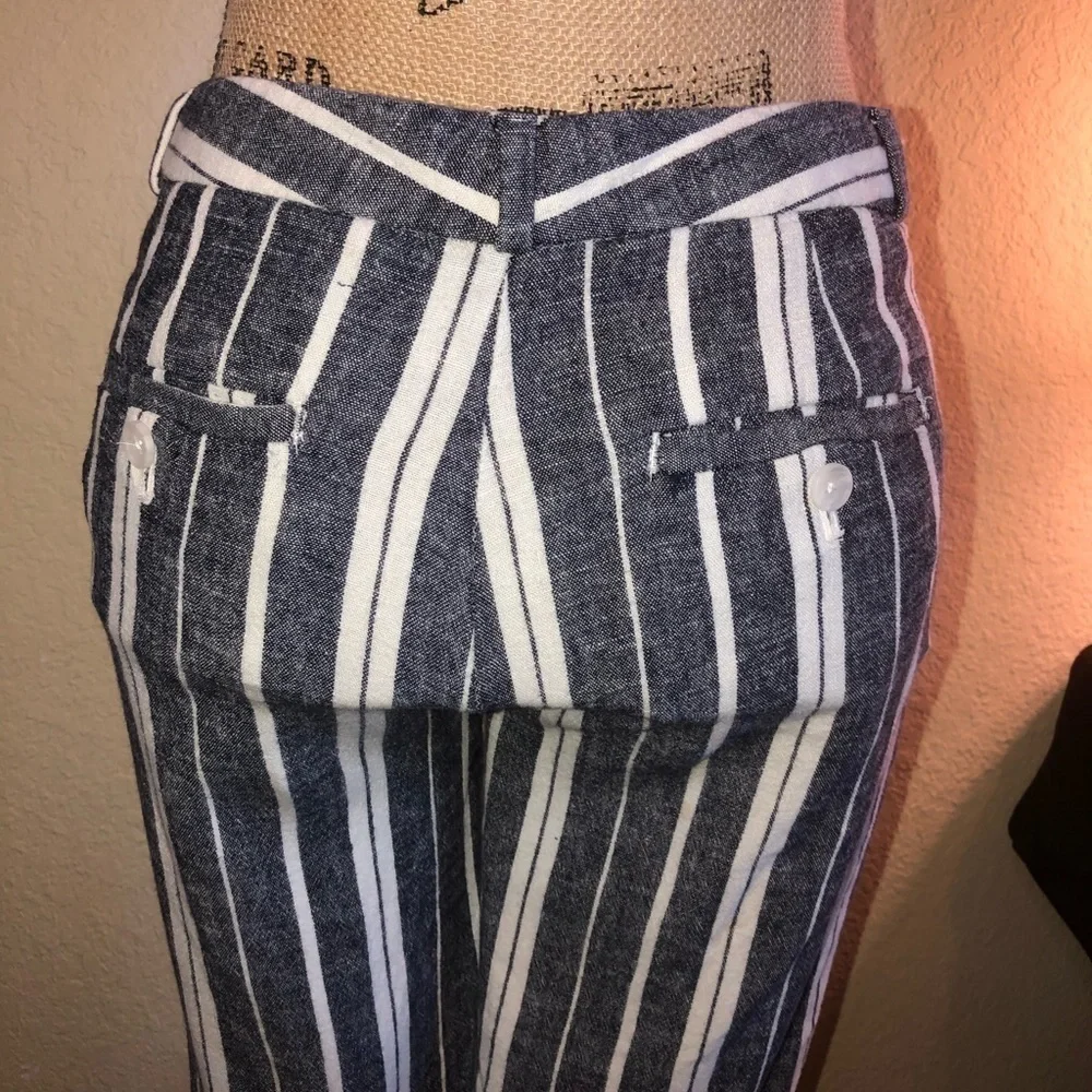 Banana Republic Avery Striped Linen Blue & White Striped Pants Size 2